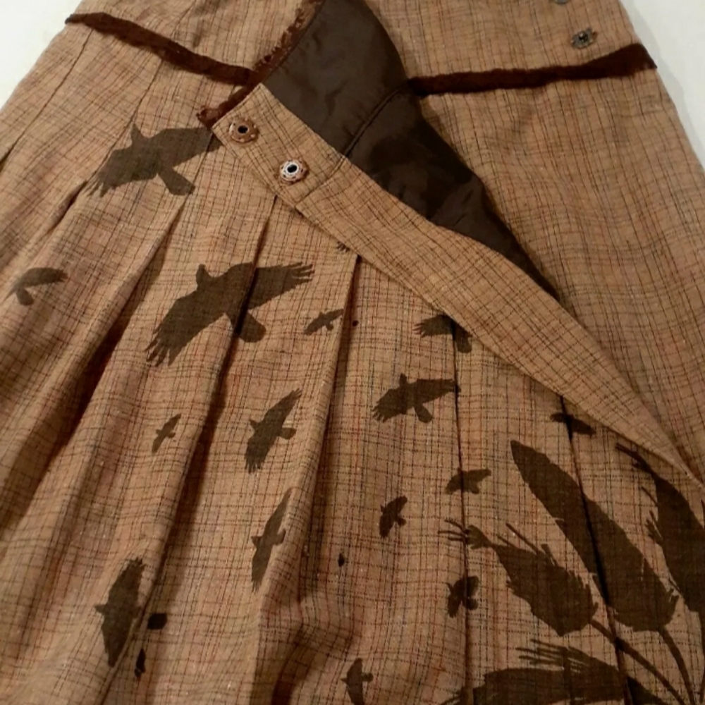 Industry pleated Wrap skirt, size Small. Brown - Picture 5 of 12